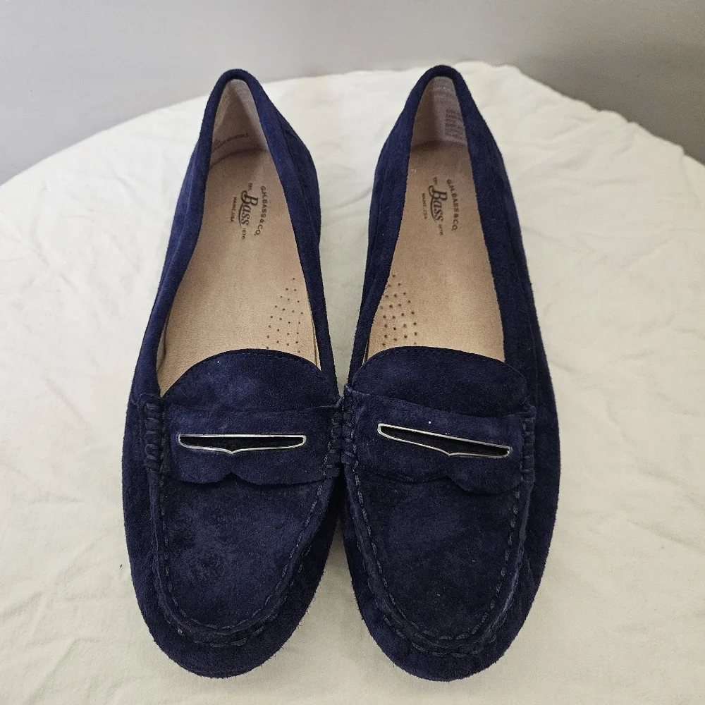 G.H.Bass & Co Navy Suede Moccasins Women Size 9 - Picture 13 of 14